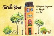 On the Street - Watercolor Clip Art