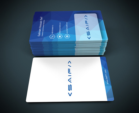 Flat Polygon Business Card in Business Card Templates - product preview 3