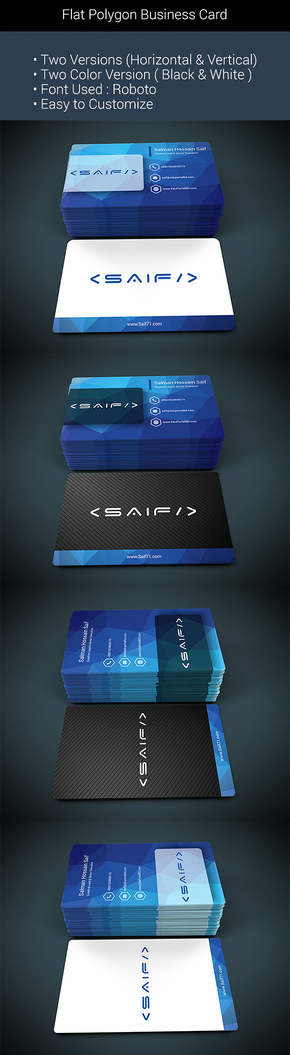 Flat Polygon Business Card in Business Card Templates - product preview 4