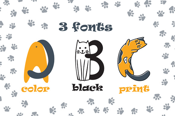 Cats cute OTF color font in Cute Fonts - product preview 3