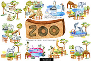 Zoo. Big watercolor collection.