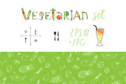 Vegetarian set+seamless patterns