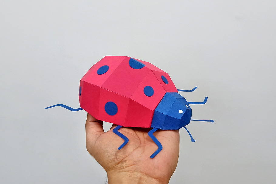 DIY Lady bug beetle - 3d papercraft in Templates - product preview 8