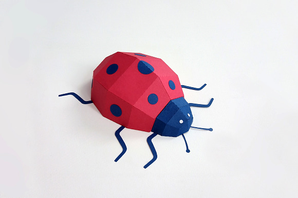 DIY Lady bug beetle - 3d papercraft in Templates - product preview 4