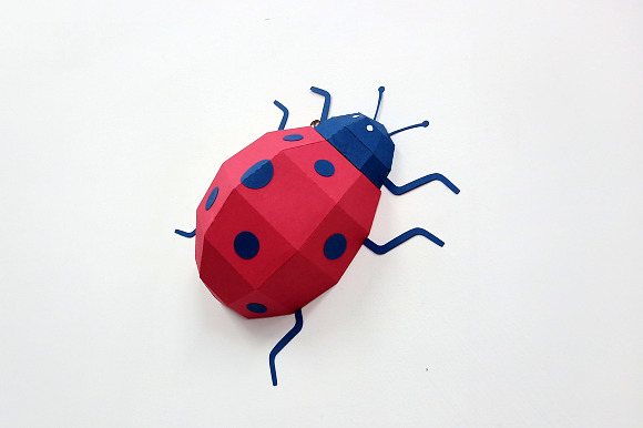 DIY Lady bug beetle - 3d papercraft in Templates - product preview 5