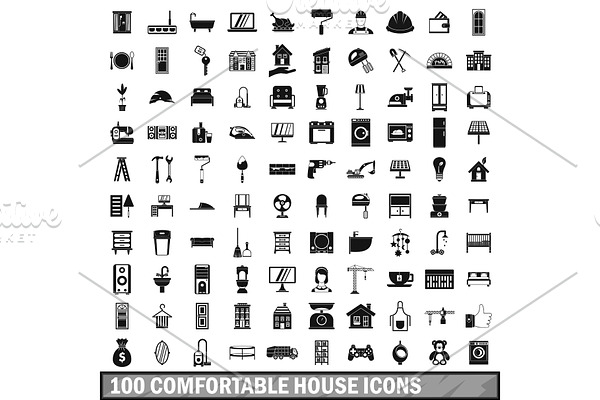 100 comfortable house icons set in