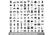 100 comfortable house icons set in