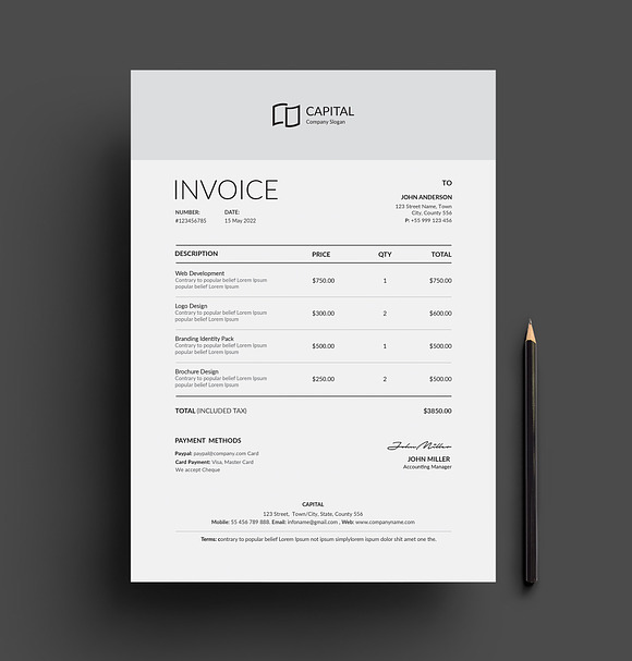 Invoice in Resume Templates - product preview 1