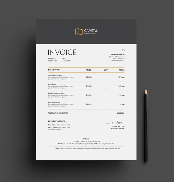Invoice in Resume Templates - product preview 2