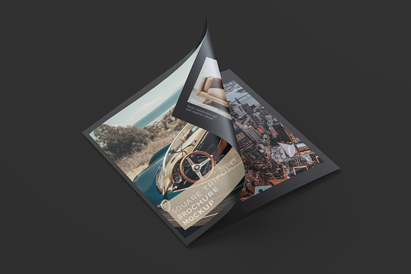 Square Trifold Brochure Mockups in Print Mockups - product preview 4