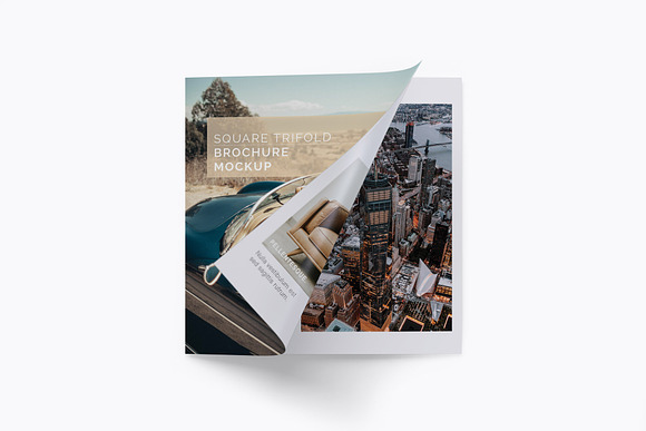 Square Trifold Brochure Mockups in Print Mockups - product preview 6