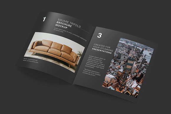 Square Trifold Brochure Mockups in Print Mockups - product preview 8