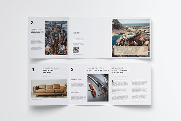 Square Trifold Brochure Mockups in Print Mockups - product preview 9