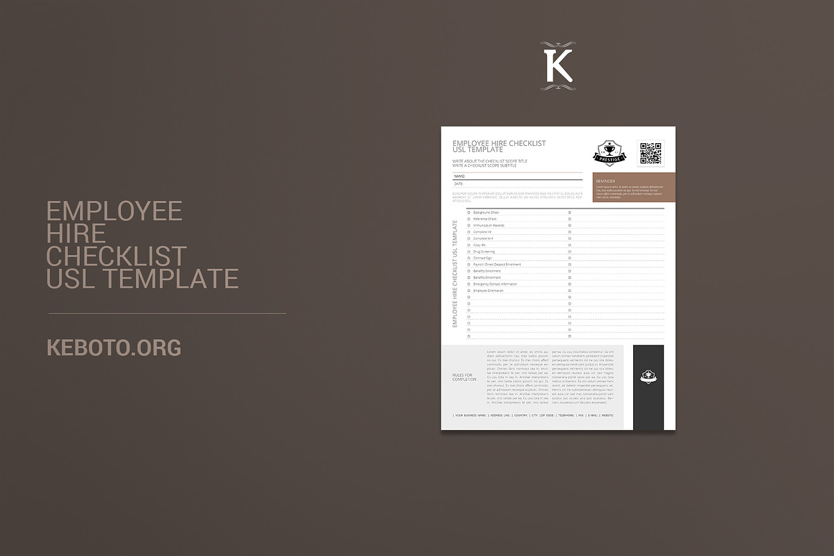 Employee Hire Checklist USL Template in Templates - product preview 8