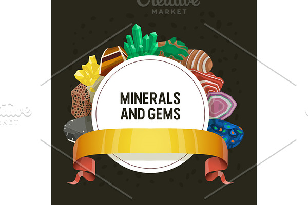 Gem mineral vector crystalline stone