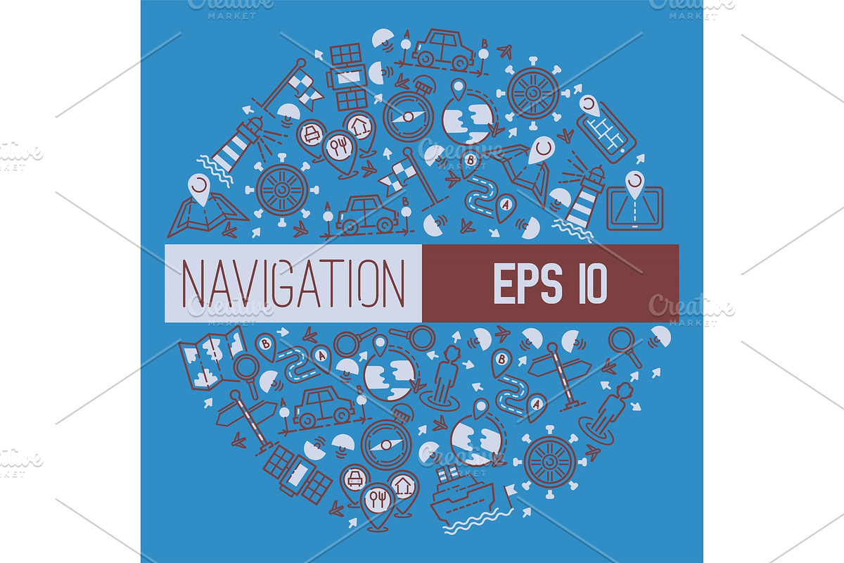 Navigation vector pattern travel map in Illustrations - product preview 8