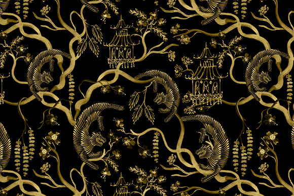 Chinoiserie Tiger Blossom - Seamless in Patterns - product preview 7