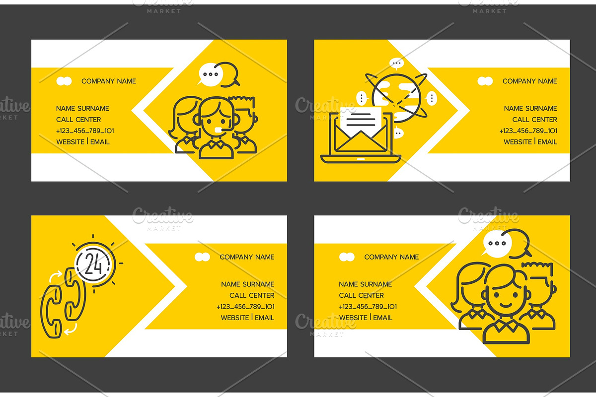 Call center vector business card in Illustrations - product preview 8