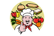 Chef cook baker thumbs up fruit