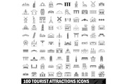 10 tourist attractions icons set