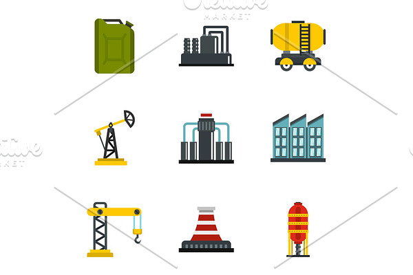 Oil and energy resources icons set