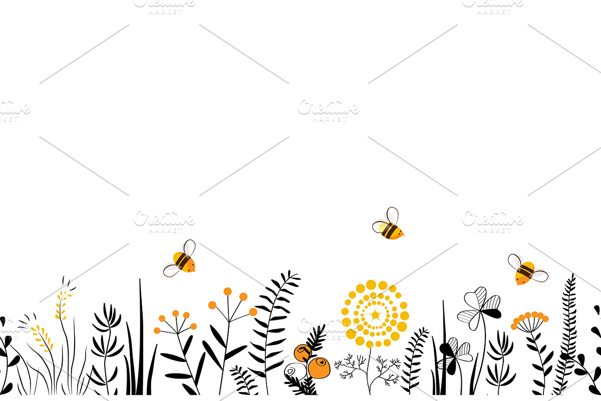 Honey Flowers Seamless Border in Patterns - product preview 8