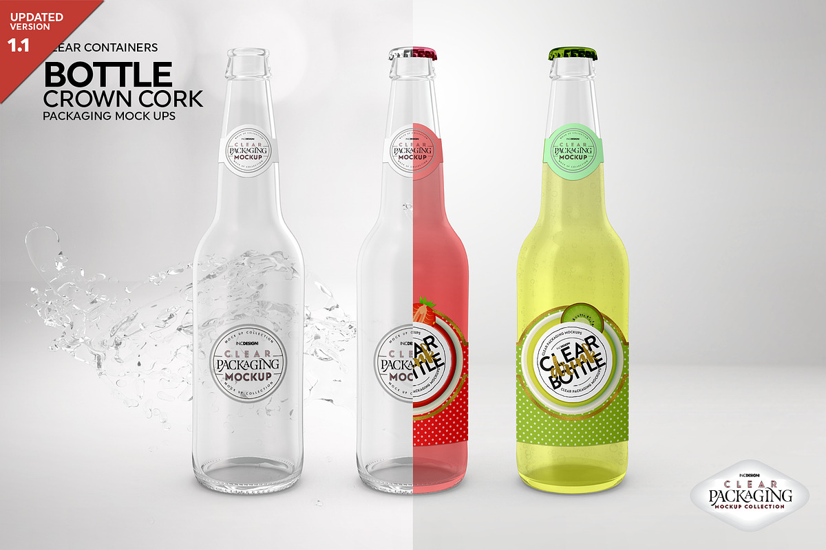 Clear Bottle with Crown Cork Mockup in Branding Mockups - product preview 8