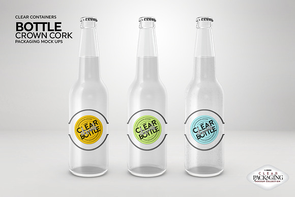 Clear Bottle with Crown Cork Mockup in Branding Mockups - product preview 3