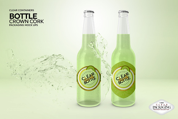 Clear Bottle with Crown Cork Mockup in Branding Mockups - product preview 4