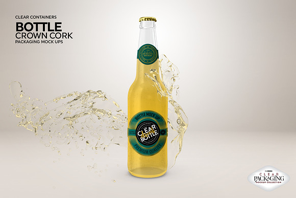 Clear Bottle with Crown Cork Mockup in Branding Mockups - product preview 6