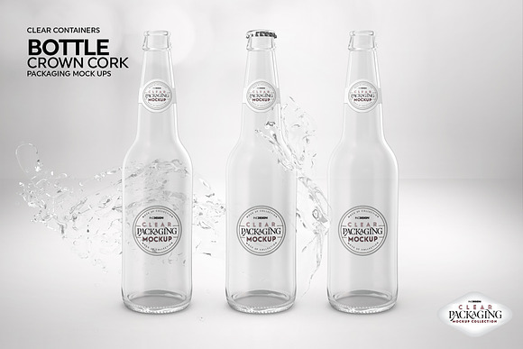 Clear Bottle with Crown Cork Mockup in Branding Mockups - product preview 7