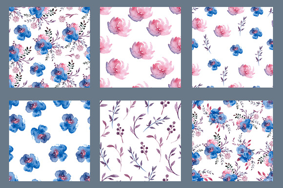 Floral Pattern, Digital Paper Blue in Patterns - product preview 1