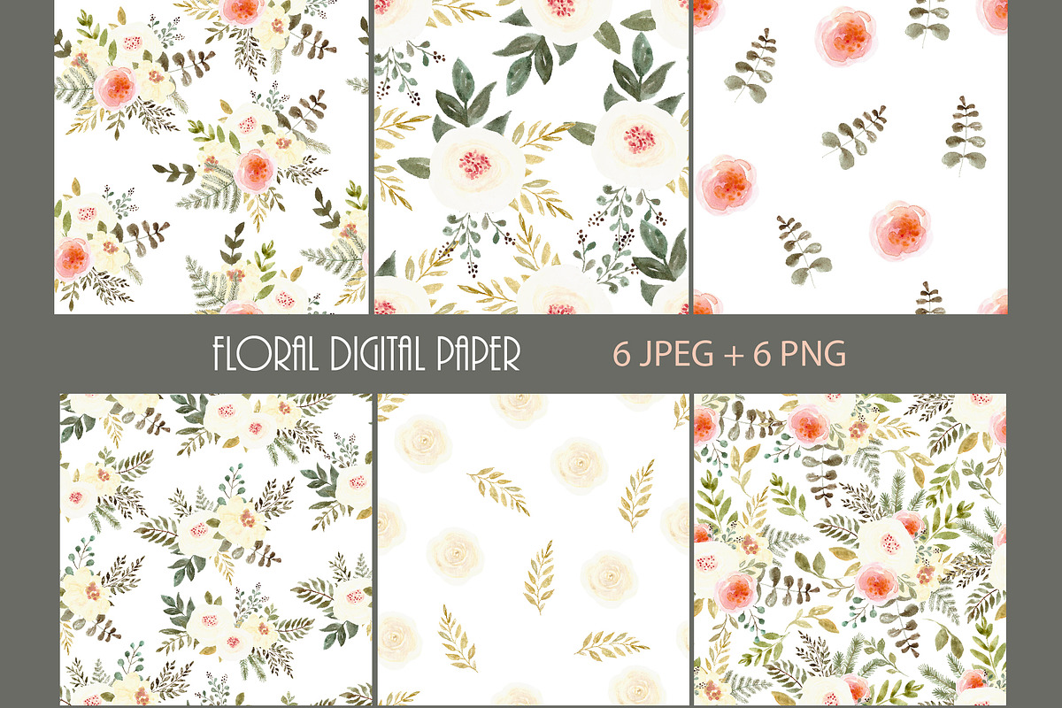 Floral Digital Paper, Flower Pattern in Patterns - product preview 8