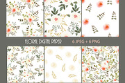Floral Digital Paper, Flower Pattern