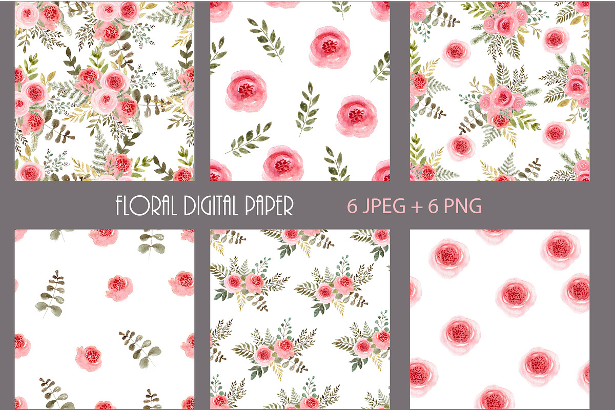 Floral Pattern, Digital Paper in Patterns - product preview 8
