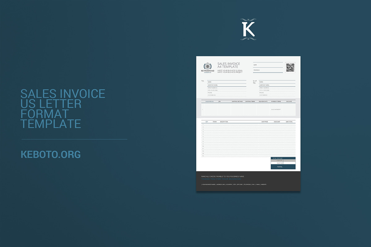 Sales Invoice US Letter in Templates - product preview 8