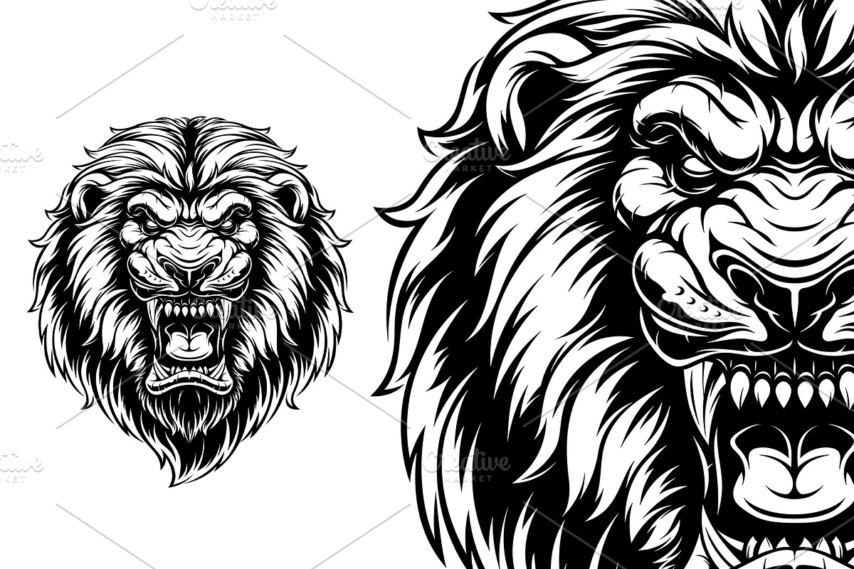 Ferocious lion head in Illustrations - product preview 8