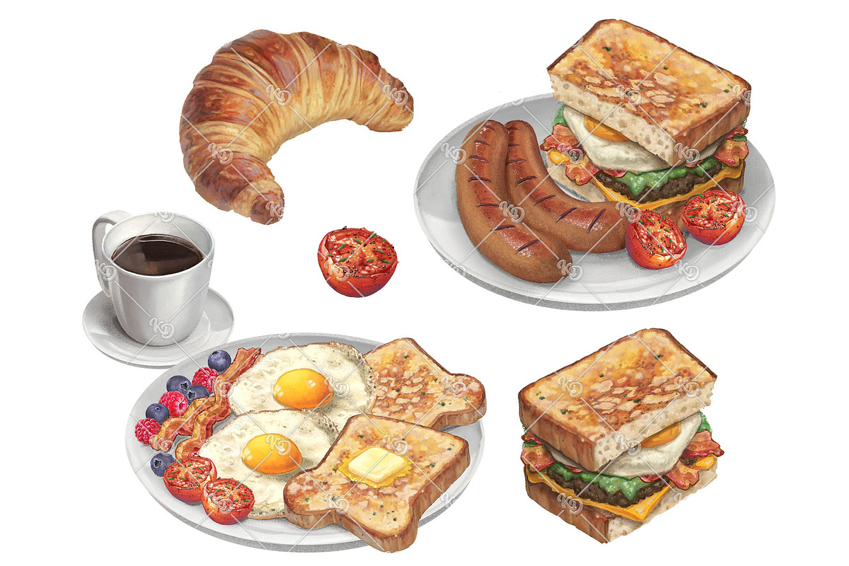 Breakfast Food Clipart Elements in Illustrations - product preview 8