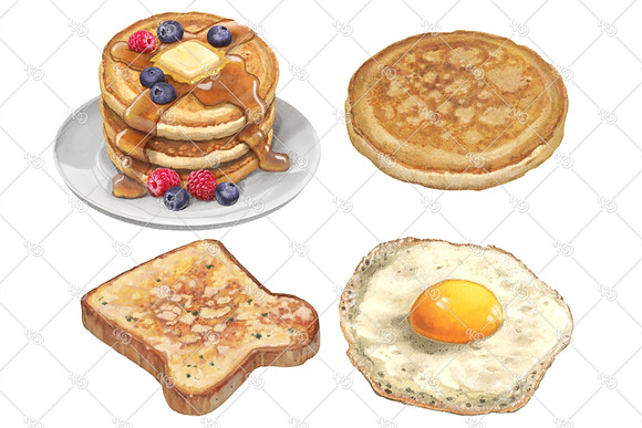 Breakfast Food Clipart Elements in Illustrations - product preview 1