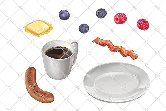 Breakfast Food Clipart Elements in Illustrations - product preview 2