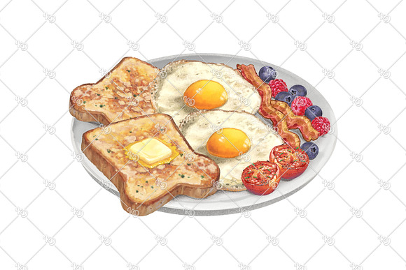 Breakfast Food Clipart Elements in Illustrations - product preview 3