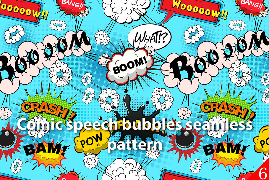 Seamless pattern comic speech bubble in Patterns - product preview 8