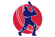 cricket sports batsman batting retro