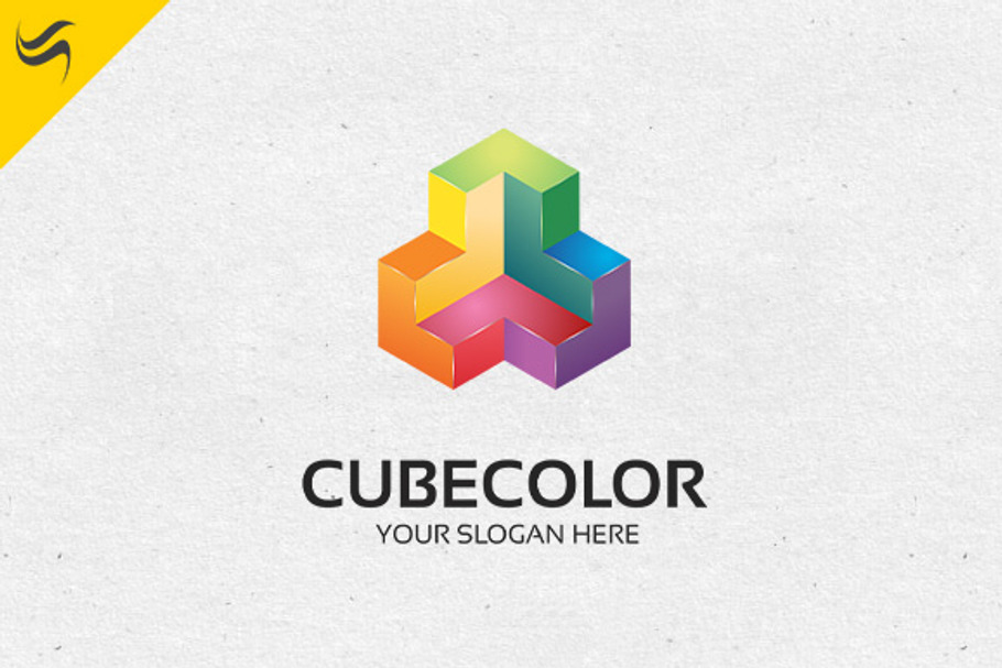 Cube Rainbow Color Logo Template