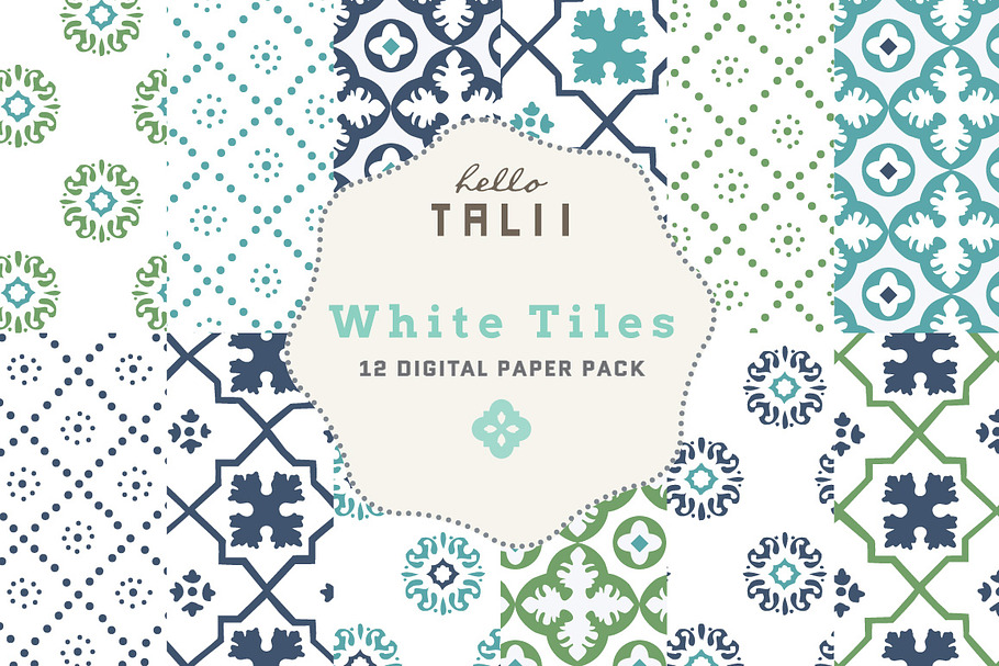 White Tiles Digital Paper in Patterns - product preview 8
