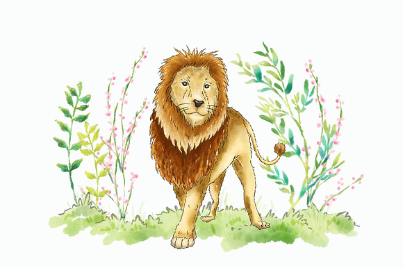 Safari Jungle African animal clipart in Illustrations - product preview 3