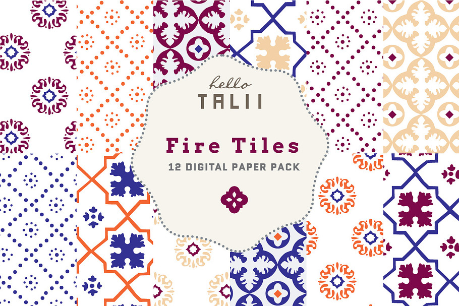 Fire Tiles Digital Papers