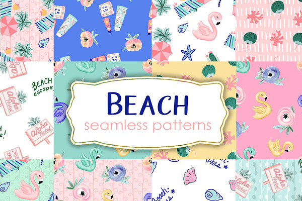 Beach seamless patterns