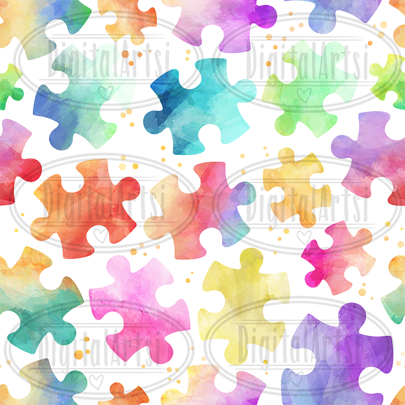 Watercolor Puzzle Pieces Clipart in Illustrations - product preview 2