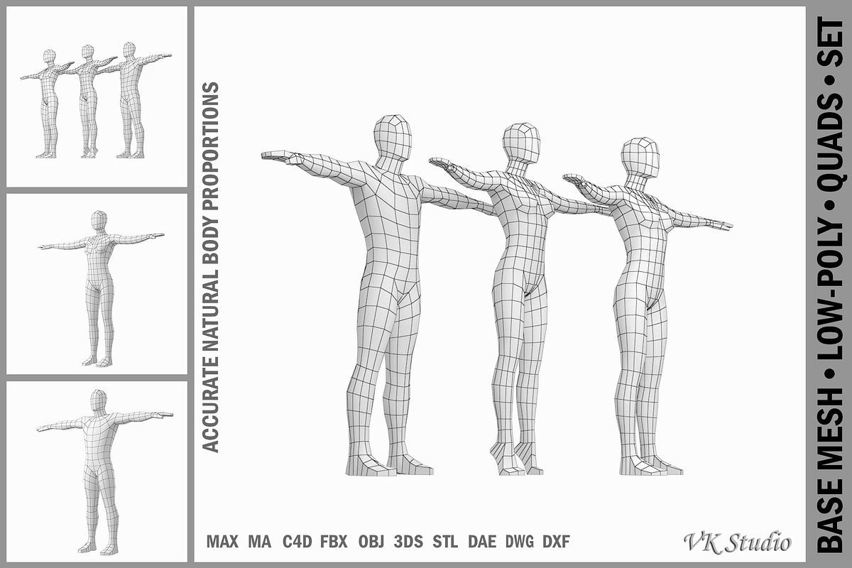 Female and Male Bodies in T-Pose in People - product preview 8